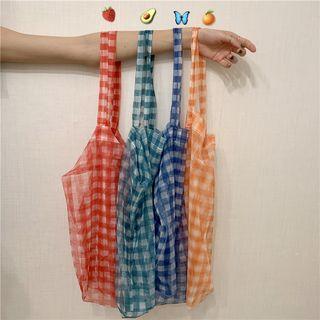 Gingham Mesh Tote Bag