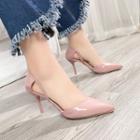 Pointed Patent Cutout High Heel Pumps