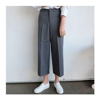 Pocket-side Cropped Wide-leg Pants