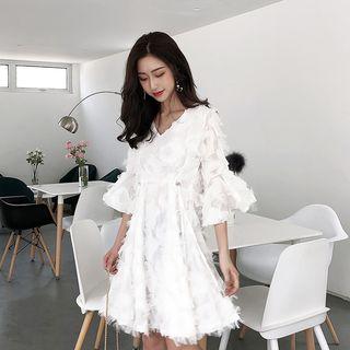 Bell-sleeve A-line Fringe Dress