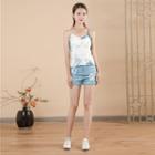 Indigo Dyed Camisole Top Blue & White - One Size