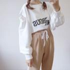 Lettering Cut Out Sweatshirt / Striped Sweatpants