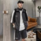 Set: Elbow-sleeve Zip-up Jacket + Wide-leg Shorts