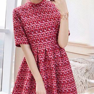 Pattern Short-sleeve A-line Dress