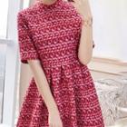 Pattern Short-sleeve A-line Dress