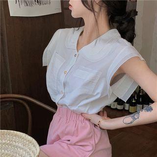 V-neck Loose-fit Plain Shirt