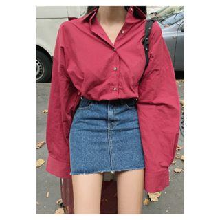 Colored Loose-fit Long-sleeve Shirt