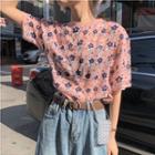 Floral Short-sleeve T-shirt Pink - One Size