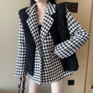 Shearling Vest / Houndstooth Blazer