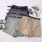 High-waist Wide-leg Dress Shorts With Belt In 5 Colors