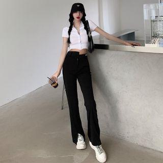 Slit-front Plain Pants