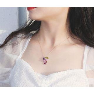 Resin Grapes Pendant Necklace Gold - One Size