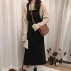 Mock-neck Chiffon Blouse / Pinafore Dress