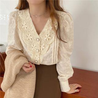 Ruffled Lace Blouse / A-line Skirt