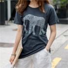 Short-sleeve Embellished Cotton T-shirt