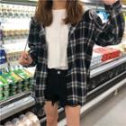 Plaid Hooded Long-sleeve Shirt As Shown In Figure - One Size
