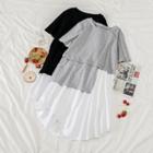 Asymmetric Short Sleeve Two Tone Dress