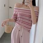 Striped Short-sleeve Top / Sweatpants