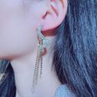 Rhinestone Fringed Earring 1 Pr - Gold - One Size