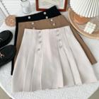 Rhinestone High-waist Pleated Mini Skirt