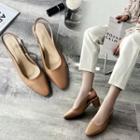 Faux Leather Block-heel Slingback Sandals