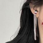 Alloy Fringed Cuff Earring 1 Pc - Red & Silver - One Size