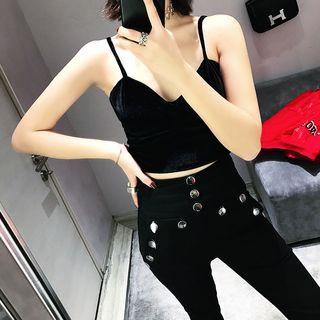 Spaghetti Strap Velvet Crop Top
