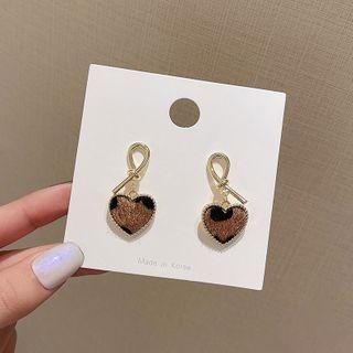 Knot Heart Flannel Dangle Earring 1 Pair - E2950 - Gold - One Size