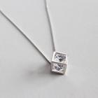 925 Sterling Silver Caged Rhinestone Pendant Necklace 925 Silver - Silver - One Size