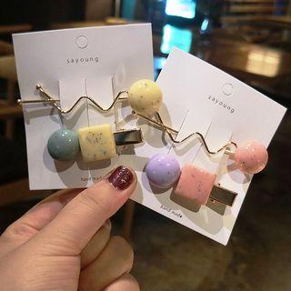 Set: Bead & Square Hair Clip / Wavy Hair Pin