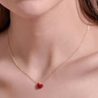 Alloy Heart Pendant Necklace 8015 - 01 - Red - One Size