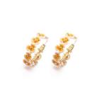 Fashion And Elegant Plated Gold Enamel Yellow Flower Earrings Golden - One Size