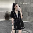 Contrast Trim Short Sleeve Cargo Playsuit
