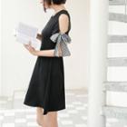 Bow Short-sleeve Cold Shoulder A-line Dress