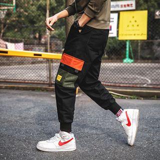 Color Block Drawstring Cargo Pants