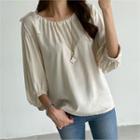 Tie-shoulder Balloon-sleeve Top