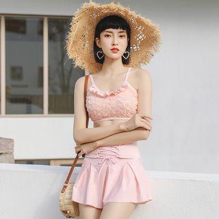 Set: Rose Bikini Top + High Waist Swim Skirt