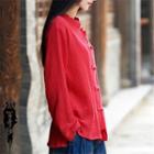 Frog Buttoned Long-sleeve Top
