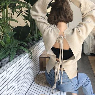 Open Back Mock-neck Sweater