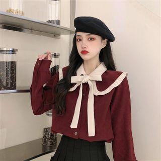 Peter Pan Collar Bow-accent Shirt