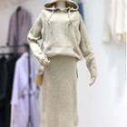 Set: Hooded Sweater + H-line Knit Skirt