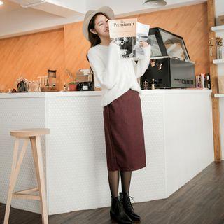 Woolen A-line Knee-length Skirt