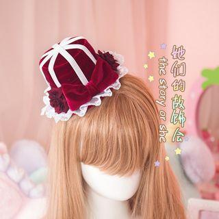Flower Bow-accent Hat Hair Clip