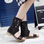 Perforated Mid-calf Sandals