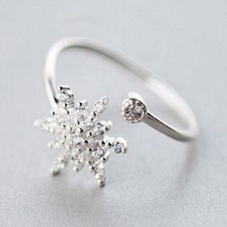 Rhinestone Snowflake 925 Sterling Silver Open Earring Silver - One Size