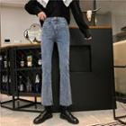 Frayed High-waist Bell-bottom Jeans
