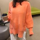 Wide-cuff Slit-side Sweater