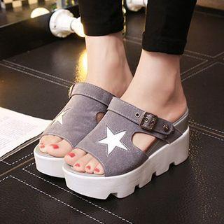 Star Platform Hidden Wedge Slide Sandals
