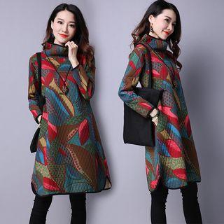 Mock Neck Printed Pullover Dress