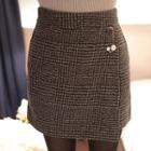 Inset Shorts Wrap-front Skirt With Brooch (2 Designs)